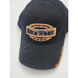 Bike Week 2007 Daytona Beach Hat Orange and Black 100% Cotton